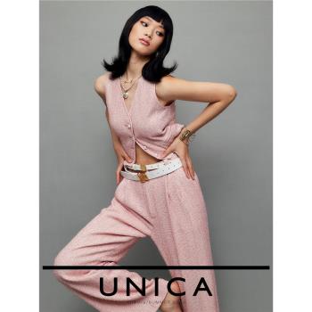UNICA強推珠片簡約長褲套裝刺繡