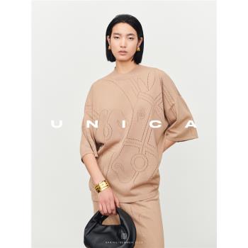 UNICA圖騰清涼時髦針織T恤醋酸