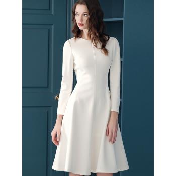 女裝秋款白色修身顯瘦時尚連衣裙