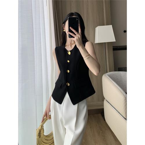 FT GUOGE黑色西裝馬甲女2025年秋季新款今年流行氣質百搭無袖上衣