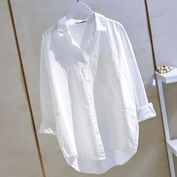 白色薄款休閑寬松顯瘦長袖襯衫