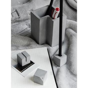 清水混凝土 水泥筆筒北歐個性簡約創意設計感桌面擺件女ins收納盒