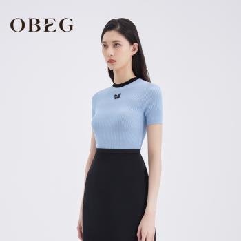 OBEG簡約時髦涼感顯瘦修身針織衫