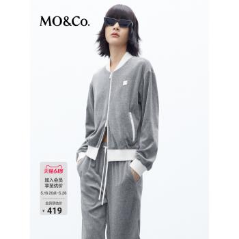 MC絲絨感雙鏈章仔學院風棒球服