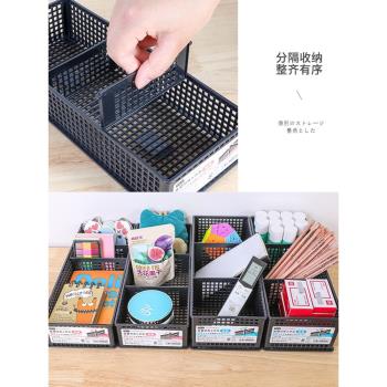 日本進口SANADA桌面收納盒子化妝品整理盒子辦公桌文具分類收納筐
