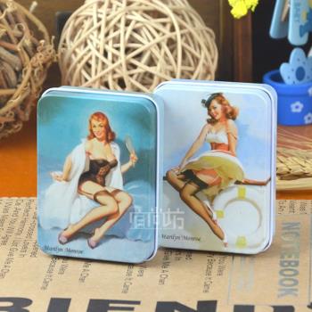 懷舊復古夢露系列個性收納隨身禮品卡片馬口鐵長方盒化妝品盒促銷