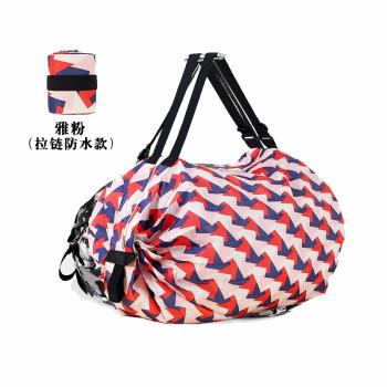 新款日本折疊大號旅行單肩包環保袋便攜超市防水購物手提春卷印花