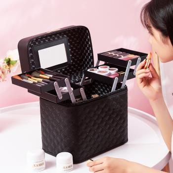 韓版化妝包大容量女便攜2021新款超火品收納盒高級感手提箱子立體