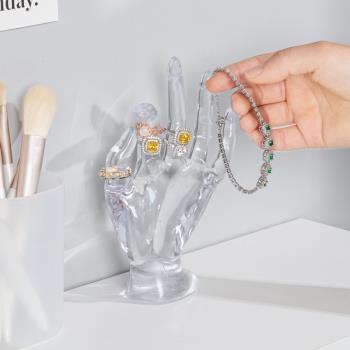 透明OK首飾置物架創意戒指耳飾收納架放手飾掛項鏈手鏈展示架家用