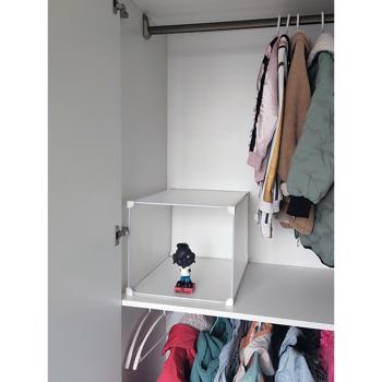 單格1格塑料衣帽收納箱櫥柜免釘孔衣簍筐衣柜隔板隔斷隔層衣櫥層