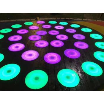 LED發光圓形音樂跳跳地磚燈人體重力感應舞池戶外道具腳踩彩色跑