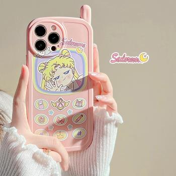 可愛美少女大哥大適用iphone13手機殼15Pro蘋果14promax粉色12全包11軟16plus