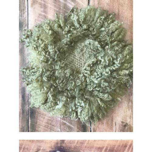 新品新西蘭卷毛羊毛氈手工羊毛墊毯~拍照道具~茄子新生兒攝影道具