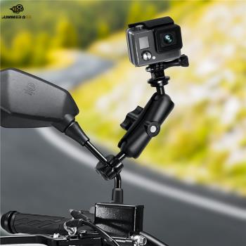 適用Gopro/insta360運動相機鋁合金手機導航電動車后視鏡固定支架
