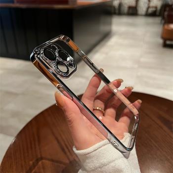 高級感超薄透明電鍍14proMax適用iphone13手機殼蘋果12簡約新款男