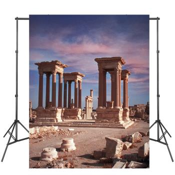 新款廢墟風羅馬柱攝影背景布照相館室內家用自拍拍照數碼寫真布