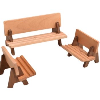 公園凳造型懶人手機支架通用實木手機支架黑胡桃櫸木簡易平板支架