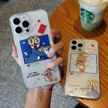 歐美XR潮牌XS卡通貓和老鼠適用iPhone14promax手機殼透明蘋果6s/7/8plus湯姆貓12情侶男女11可愛13杰利鼠se23