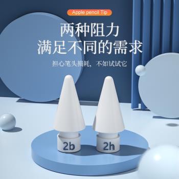 適用於 applepencil筆尖蘋果pencil一代二代替換ipadpencil筆頭靜音防滑改造ipencil筆尖2B/2H雙阻尼類紙膜套