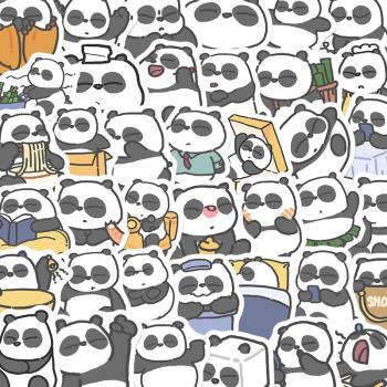 【原創】100張卡通熊貓日常貼紙可愛筆記本電腦防水行李箱貼畫ipad手機殼