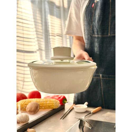 日式陶瓷不粘鍋小炒鍋 易清洗少油煙 家用炒鍋燃氣電磁爐通用