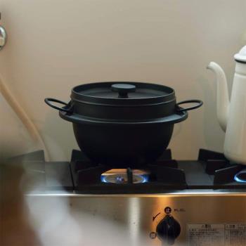 日本進口南部鐵器鑄鐵鍋燉鍋煲湯鍋帶鐵蓋平底炒鍋燃氣電磁爐可用