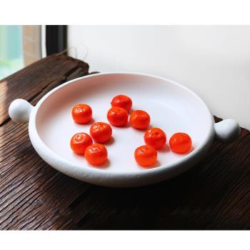 【嘟嘟丸手陶板】日本進口萬古燒加厚大號耐熱陶板干鍋烤肉盤果盤