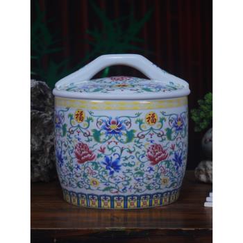 景德鎮陶瓷米缸家用帶蓋密封中式10斤20斤30斤米桶面粉缸腌菜罐子