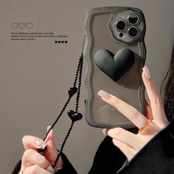 black heart case iPhone 14 Pro Max 13 cover適用蘋果12/xr愛心手機殼保護套