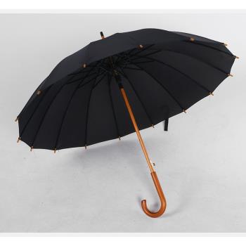 高級感法式赫本風婚紗攝影道具外景田園街拍照復古木桿純色大黑傘