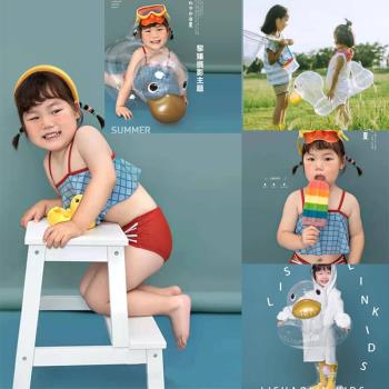 卡通道具室內裝飾寶寶擺件兒童擺拍拍照主題實景白凳透明充氣鴨子