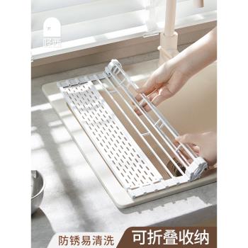 廚房水槽瀝水架置物架可拆碗碟濾水架碗架筷籃濾網折疊矽膠瀝水架