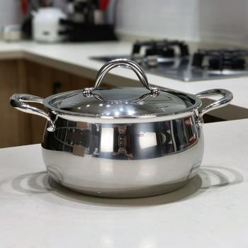 麥可廚304不銹鋼小湯鍋家用復合鋼蘋果熬湯鍋燃氣電磁爐通用20cm