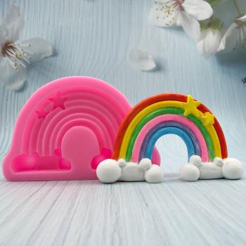 翻糖巧克力烘培用品彩虹蠟燭石膏硅膠模具液態滴膠擺件手工皂制作
