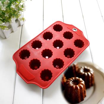 出口法國 迷你可露麗12連硅膠蛋糕模具 烘焙布丁模具烤箱專用
