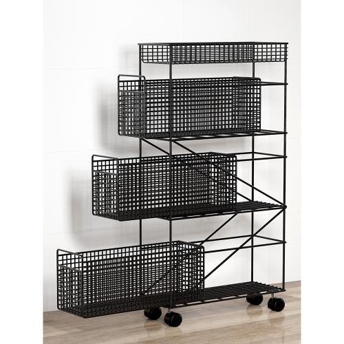 抽屜式廚房置物架落地蔬菜推車置物架可抽拉夾縫收納架瓜果儲物架