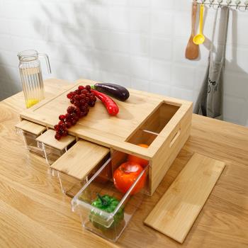 多功能亞克力菜板廚房帶抽屜式楠竹面包砧板環保日式家用水果菜板