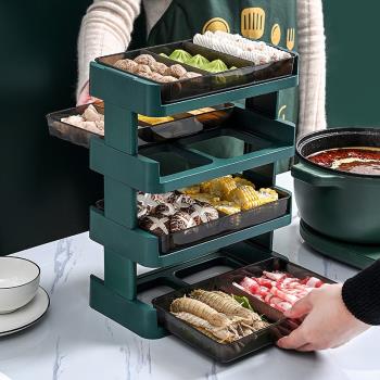 冬季火鍋神器配菜備菜放菜品層架擺菜盤雙面抽屜式抽拉廚房置物架