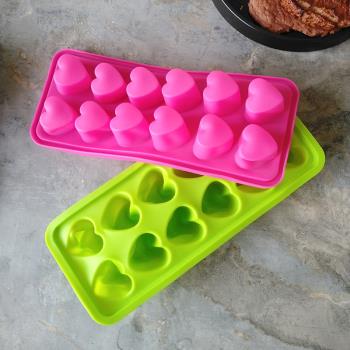 食品級硅膠12連心形冰格模具布丁果凍巧克力耐高溫自制冰盒家用