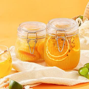 密封罐玻璃食品級百香果蜜蜂蜜瓶腌制泡菜壇子泡酒收納家用儲物罐