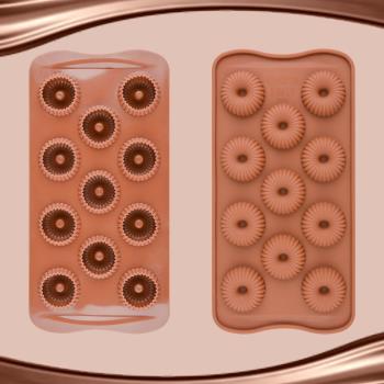 硅膠巧克力烘焙模具 11孔甜甜圈巧克力硅膠模具 硅膠巧克力模具