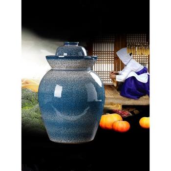 景德鎮陶瓷泡菜壇子醃鴨蛋家用密封罐雙蓋淹鹹菜食品級四川老壇子