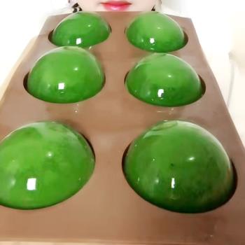 快手網紅凍吃冰蛋糕果凍布丁透明半圓水晶球形空心冰烘焙硅膠模具