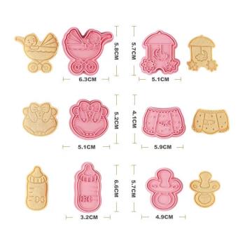 嬰兒餅干模具烘焙家用3d立體卡通可愛塑料按壓式糖霜翻糖彌月壓模