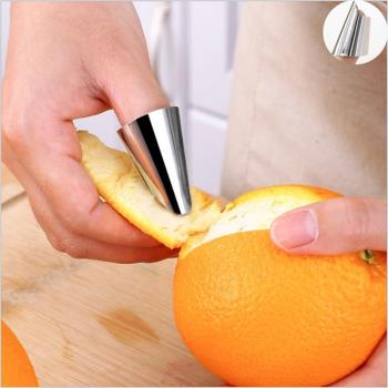 不銹鋼剝豆指甲護套橙子去皮鐵指甲毛豆剝皮器自由調節大小護甲套