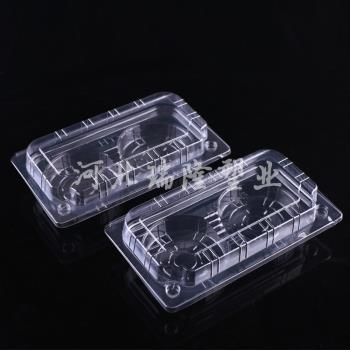 一次性透明塑膠盒子帶蓋長方形兩枚裝蛋撻盒西點外賣打包盒饅頭盒