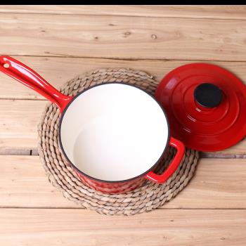 出口鑄鐵琺瑯奶鍋搪瓷燉盅家用煲湯外貿鍋煎煮鍋19.5cm寶寶輔食鍋
