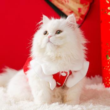 貓咪衣服可愛飛袖新年喜慶招財兩腳冬天保暖防掉毛過年寵物狗棉衣