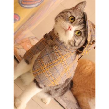 福爾摩斯貓偵探帽子斗篷套裝寵物貓衣服可愛英短美短貓咪搞怪裝扮