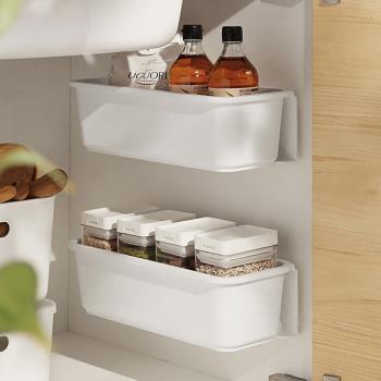 廚房收納盒儲物置物架壁掛式免打孔浴室櫥柜收納架調味料抽屜拉籃